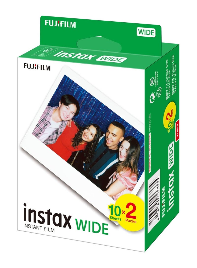 Instax WIDE Instant Film, White Border, 20-Pack - Compatible with All Instax WIDE Cameras and Printers