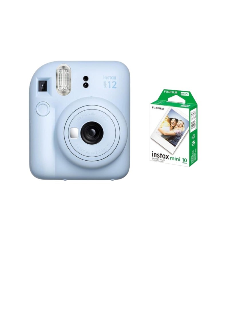 Instax Mini 12 Instant Camera - Pastel Blue + 10 Sheet Film+ Case+ Album