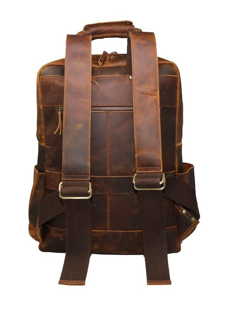 Genuine Leather laptop backpack rucksack multipocket computer bag for men