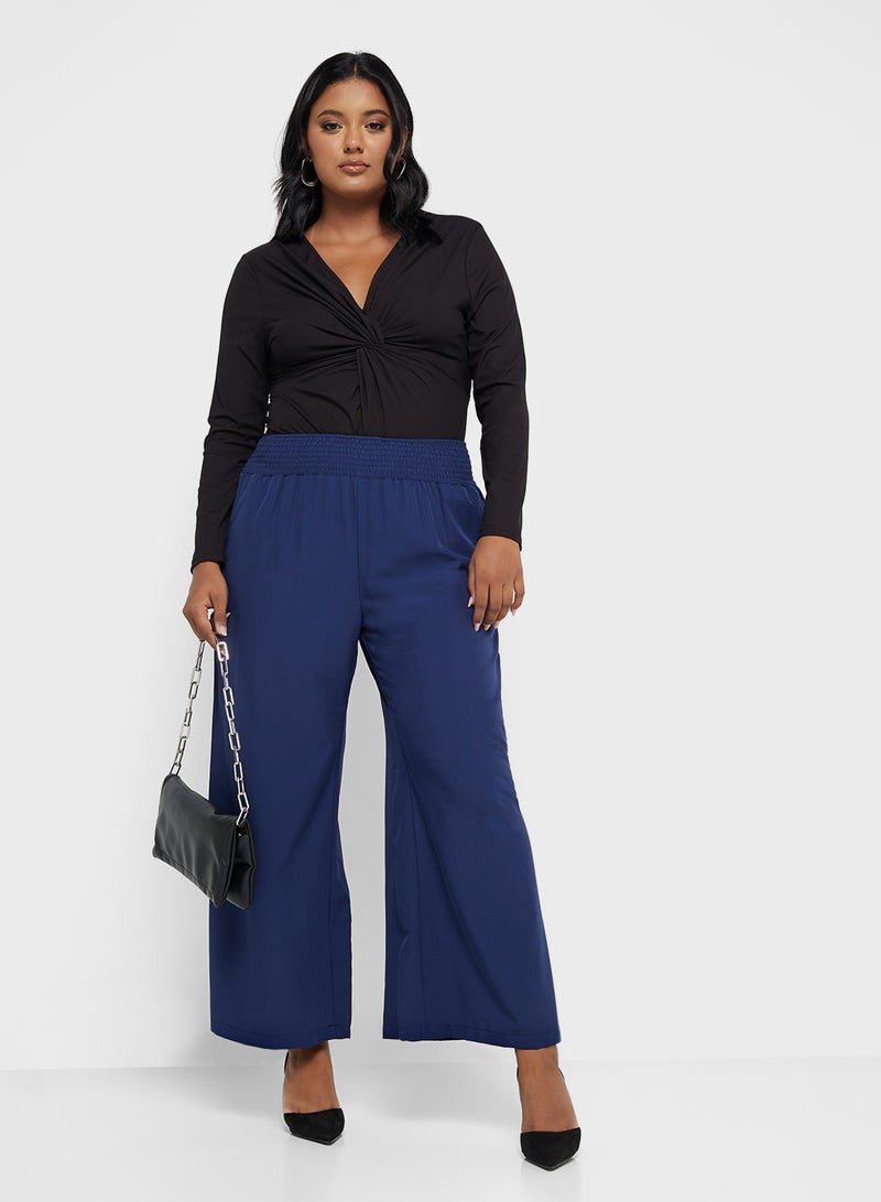 Wide Leg Pants With Elasticated Waist