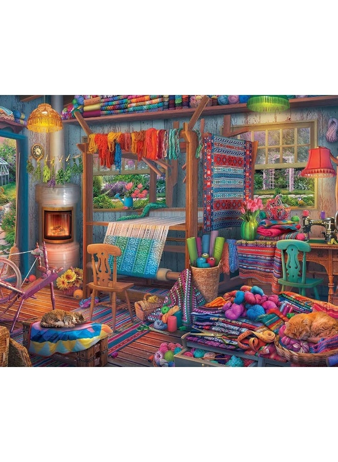 Springbok Weaver's Cottage 1000 Piece Jigsaw Puzzle for Adults Features a Colorful Cottage with a weaver's Loom and Colorful Yarns - Made in The USA with Interlocking Pieces That snap in Place