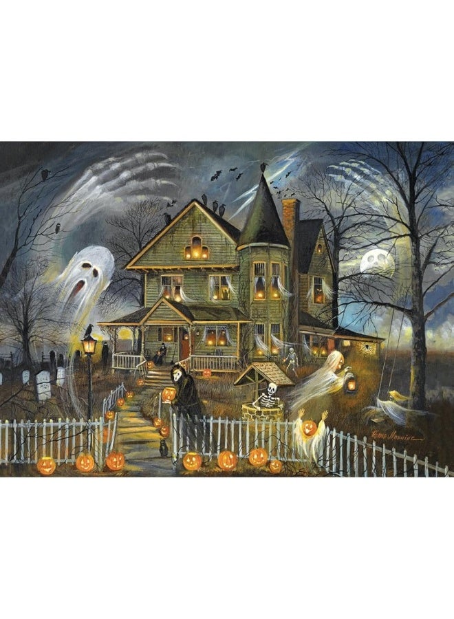 Bits and Pieces - 1000 Piece Jigsaw Puzzle for Adults - Haunted Haven - 1000 Piece Halloween Ghost Jack-O-Lanterns Jigsaw by Artist Ruane Manning â€¦