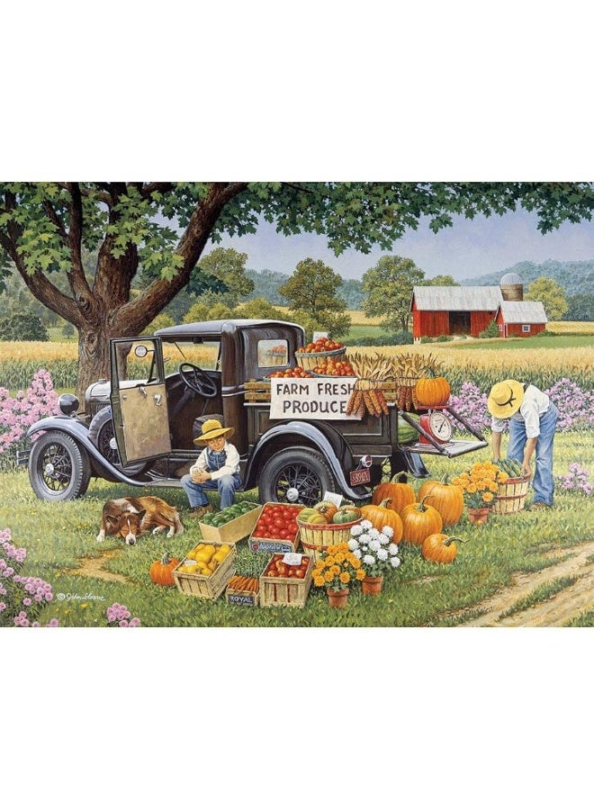 Bits and Pieces â€“ 300 Piece Jigsaw Puzzle for Adults - â€˜Fall on The Farmâ€™ â€“ 300 pc Large Piece Jigsaw by Artist John Sloane - 18