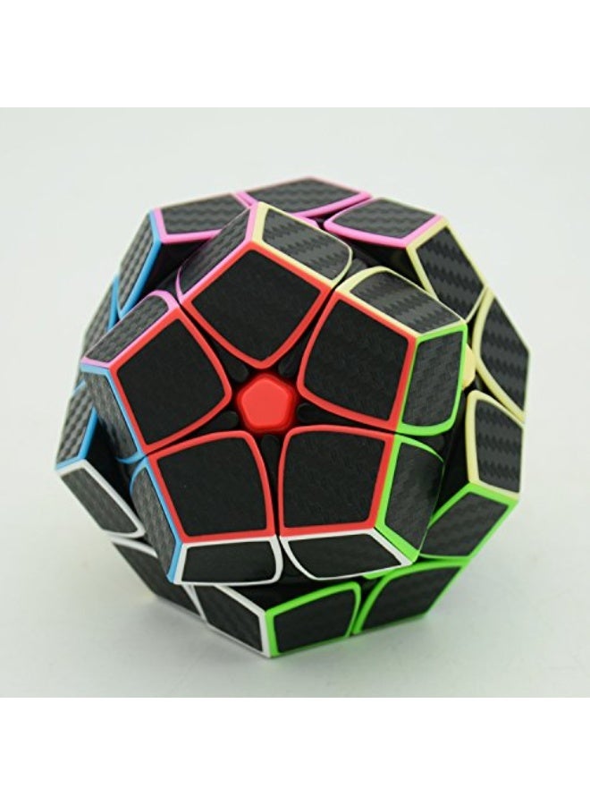 CuberSpeed Phantom Carbon Fiber Sticker 2x2 Megaminx stickerless Magic Cube Kilominx 2x2 with Black Sticker Speed Cube