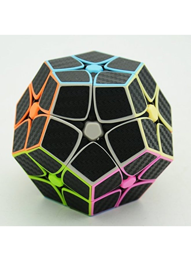 CuberSpeed Phantom Carbon Fiber Sticker 2x2 Megaminx stickerless Magic Cube Kilominx 2x2 with Black Sticker Speed Cube