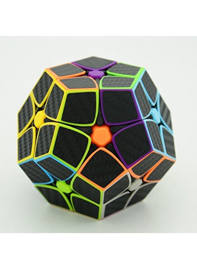 CuberSpeed Phantom Carbon Fiber Sticker 2x2 Megaminx stickerless Magic Cube Kilominx 2x2 with Black Sticker Speed Cube