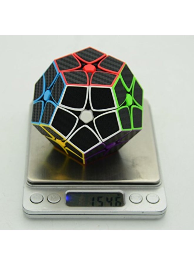 CuberSpeed Phantom Carbon Fiber Sticker 2x2 Megaminx stickerless Magic Cube Kilominx 2x2 with Black Sticker Speed Cube