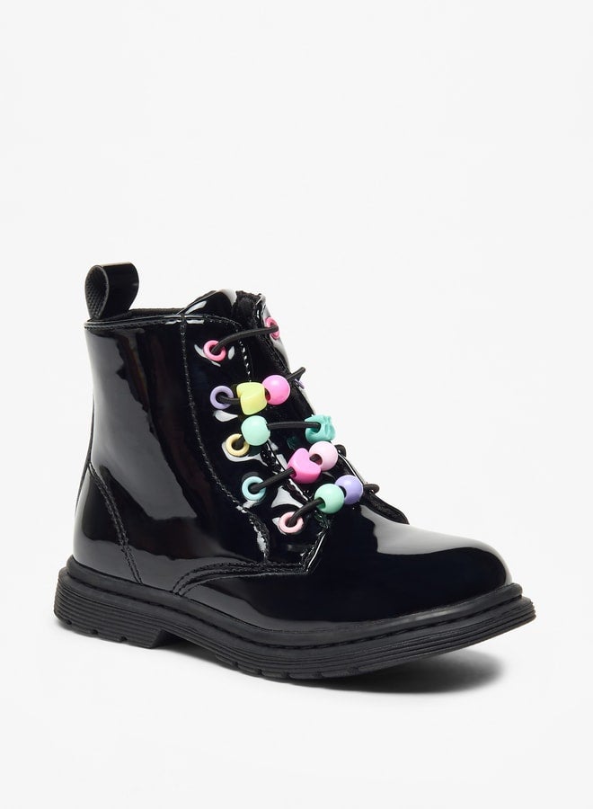 Girl's Solid High Cut Boots with Zip Closure