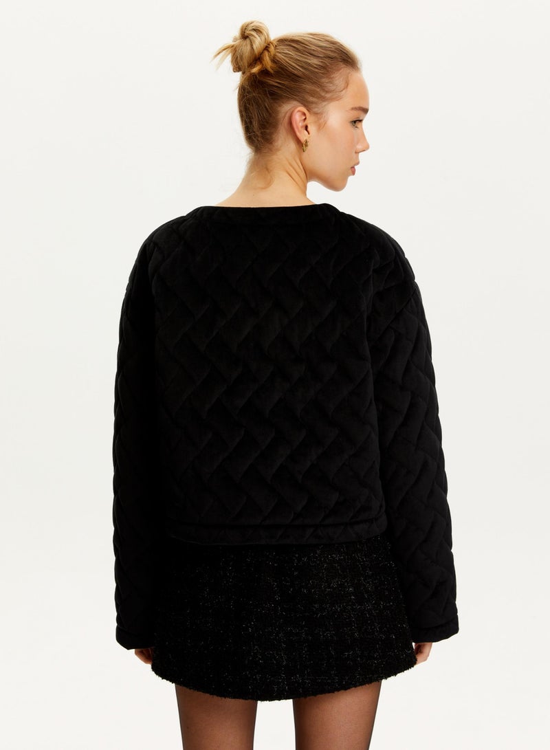 Velvet Quilted Bomber Jacket