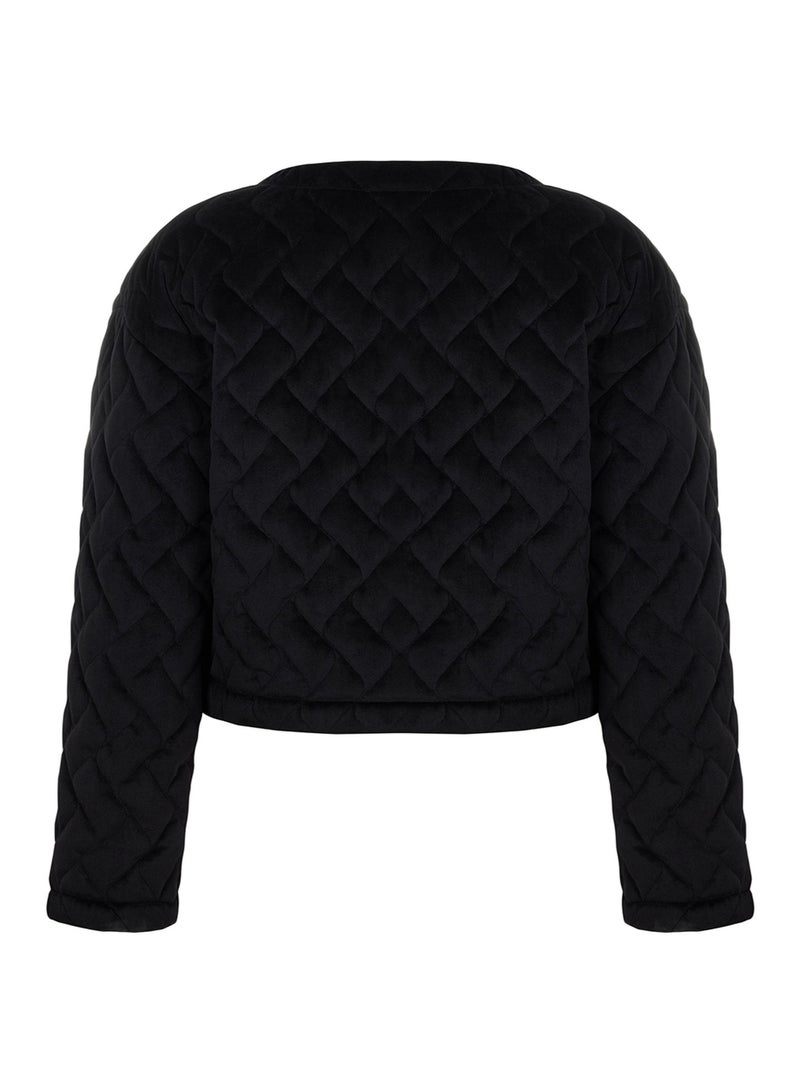 Velvet Quilted Bomber Jacket