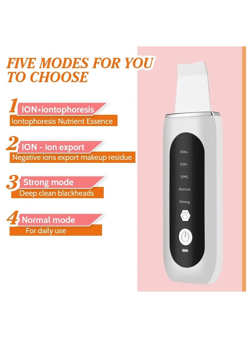 Ultrasonic Skin Scrubber Electric, 5-speed Adjustment Removing Black Corners Cleaning Pores Imported Beauty Equipment