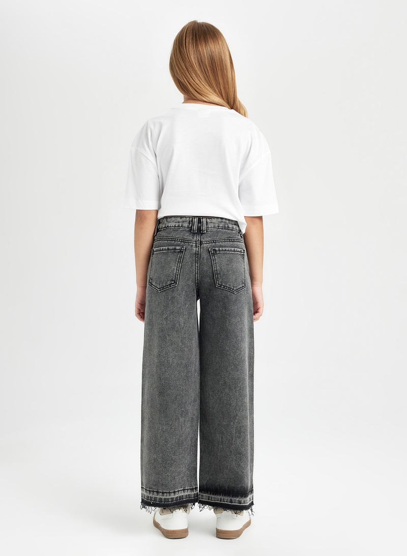 Wide Leg Cargo Pocket Jean Pants