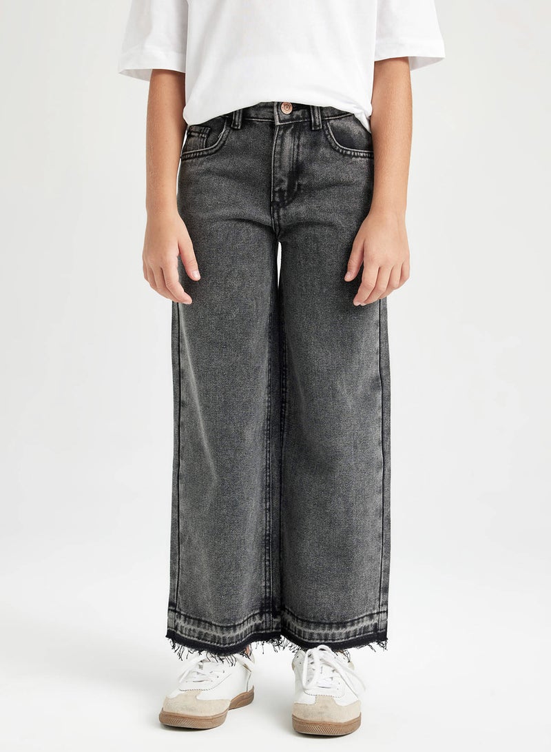 Wide Leg Cargo Pocket Jean Pants