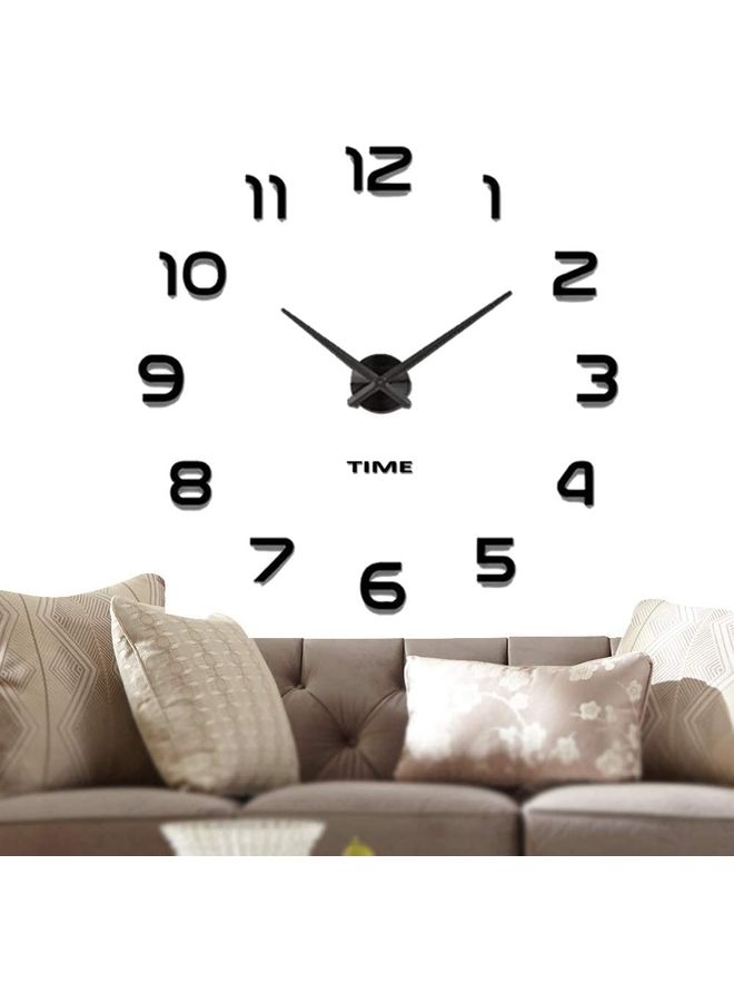 3D Frameless Wall Clock Sticker Black