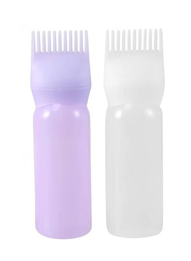 2 Piece Hair Dye Applicator Bottle With Brush Purple/White 17x4.5cm