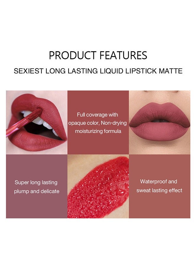 Mini Matte Lipgloss-4 in 1 Mini Lipstick Waterproof Long Lasting Lip Makeup Gift Sets for Girls and Women Multicolor