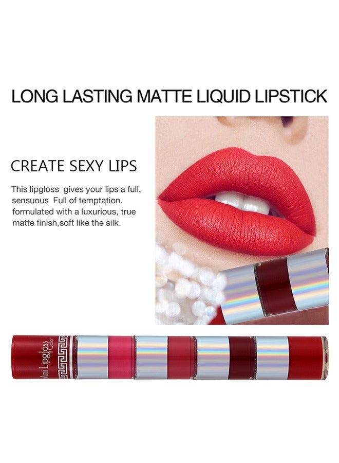 Mini Matte Lipgloss-4 in 1 Mini Lipstick Waterproof Long Lasting Lip Makeup Gift Sets for Girls and Women Multicolor