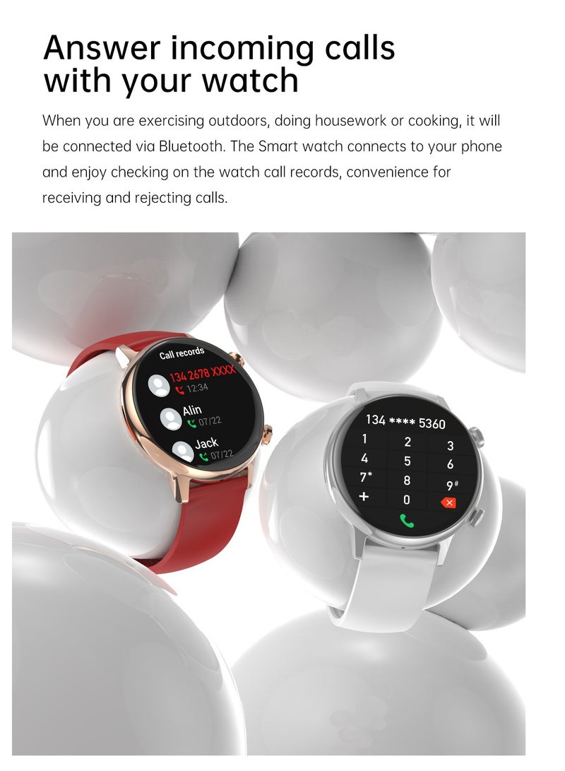 Round Amoled Screen Smart Watch for Women 1.1 Inch Magnetic Charge Waterproof IP68 with NFC and FitCloudPro App