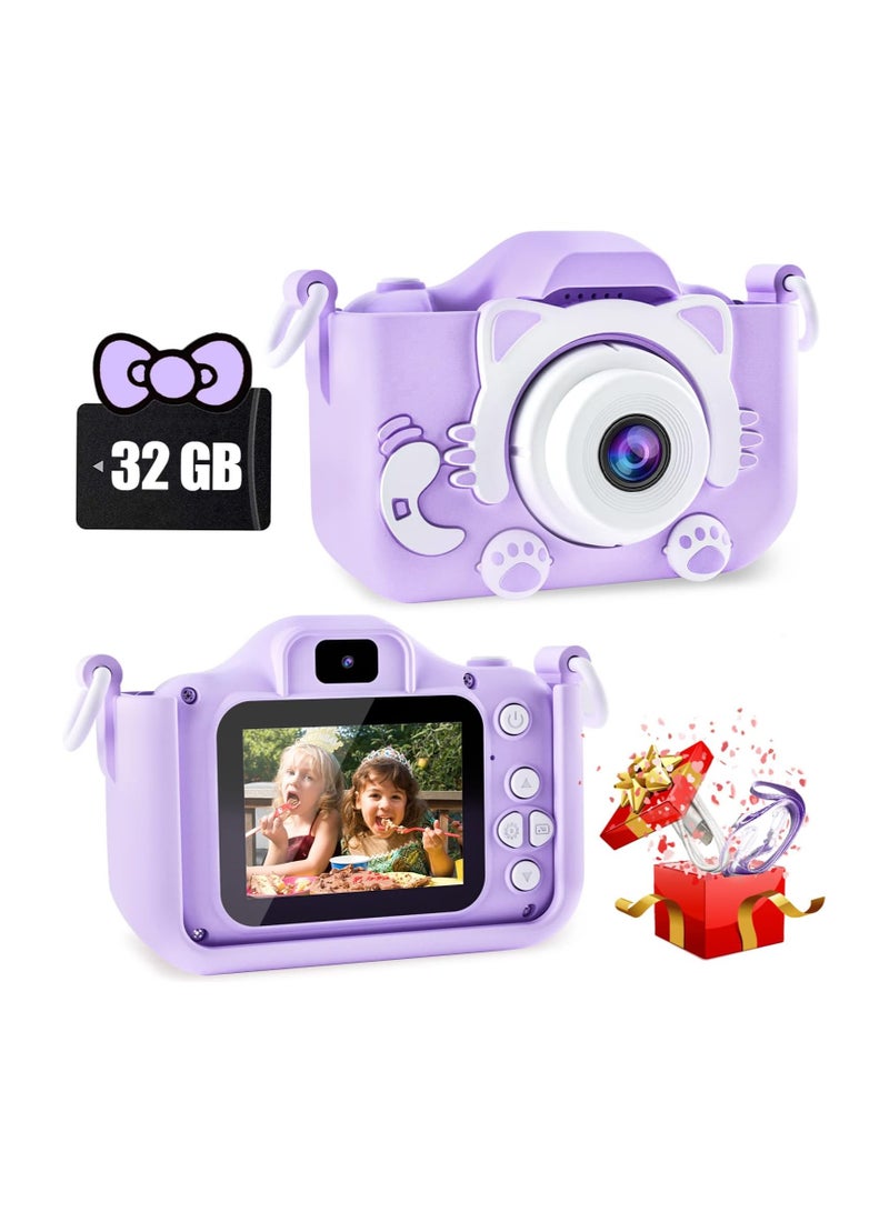 Dual Camera Astronaut Parple Digital Camera for Toddlers - Funny Photo Frames, Long Battery Life, IPS Display