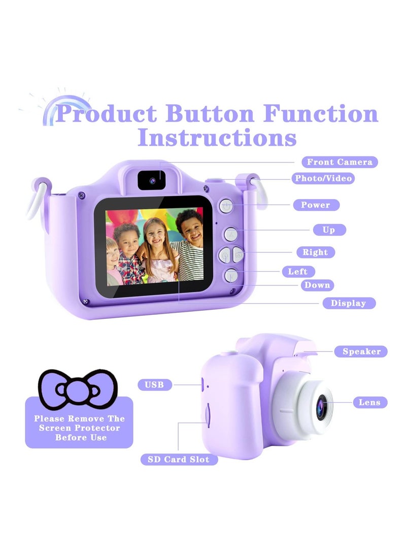 Dual Camera Astronaut Parple Digital Camera for Toddlers - Funny Photo Frames, Long Battery Life, IPS Display