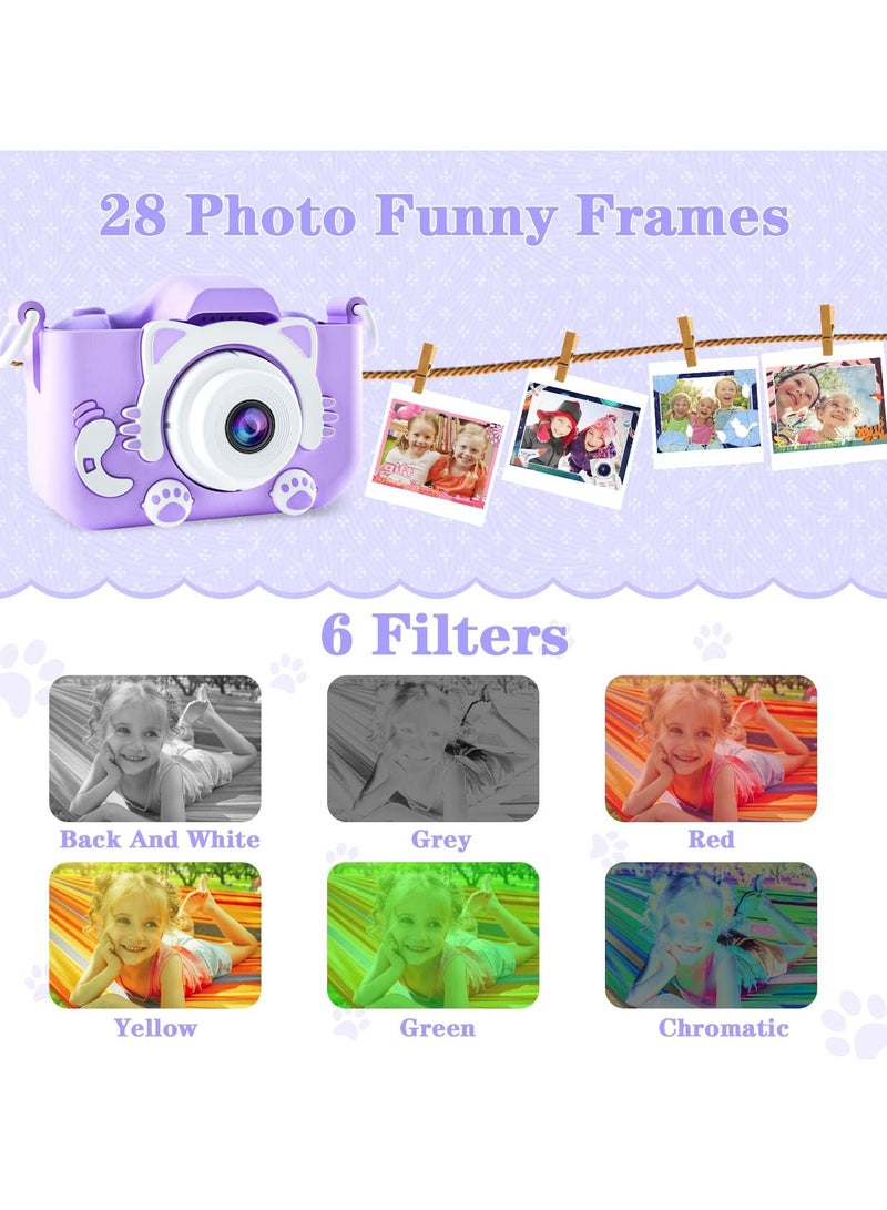 Dual Camera Astronaut Parple Digital Camera for Toddlers - Funny Photo Frames, Long Battery Life, IPS Display