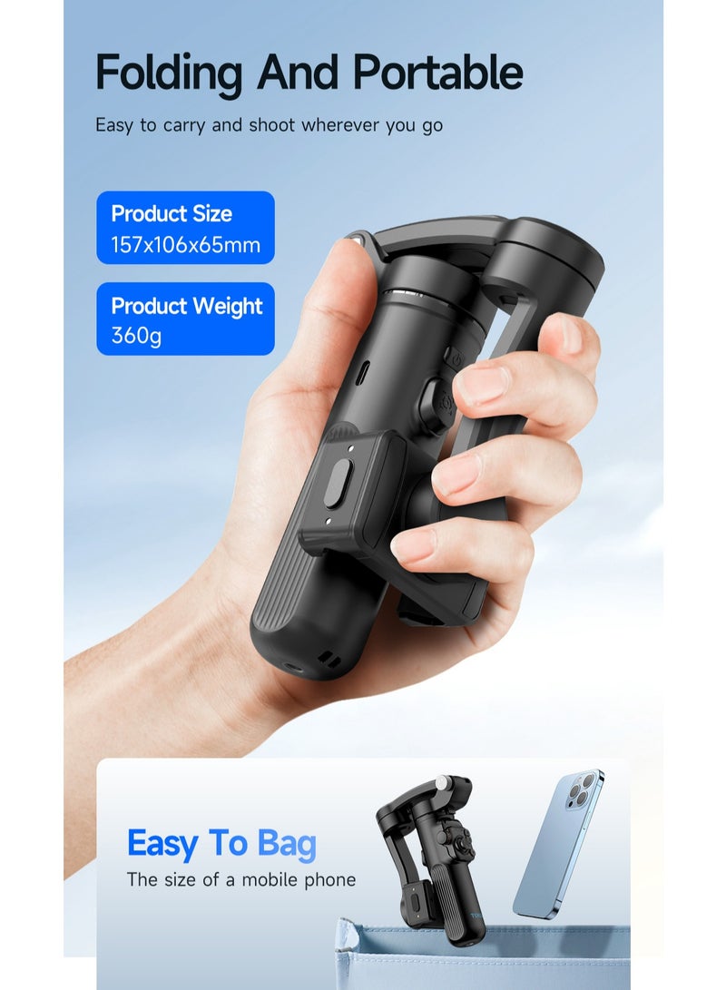 TOKQI Intelligent Gimbal,  Three-Axis Smart  Detachable Remote Control  AI Stabilizer， Android And iPhone Gimbal, Vlogging Stabilizer YouTube And TikTok Videos