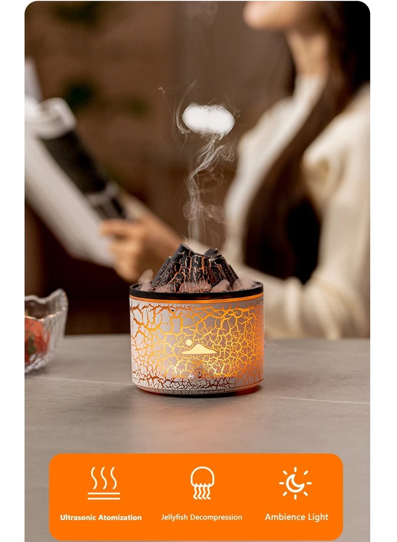 Volcano Fire Flame Air Mini Humidifier Aroma Diffuser Essential Oil with Remote Control Jellyfish for Home Fragrance Mist