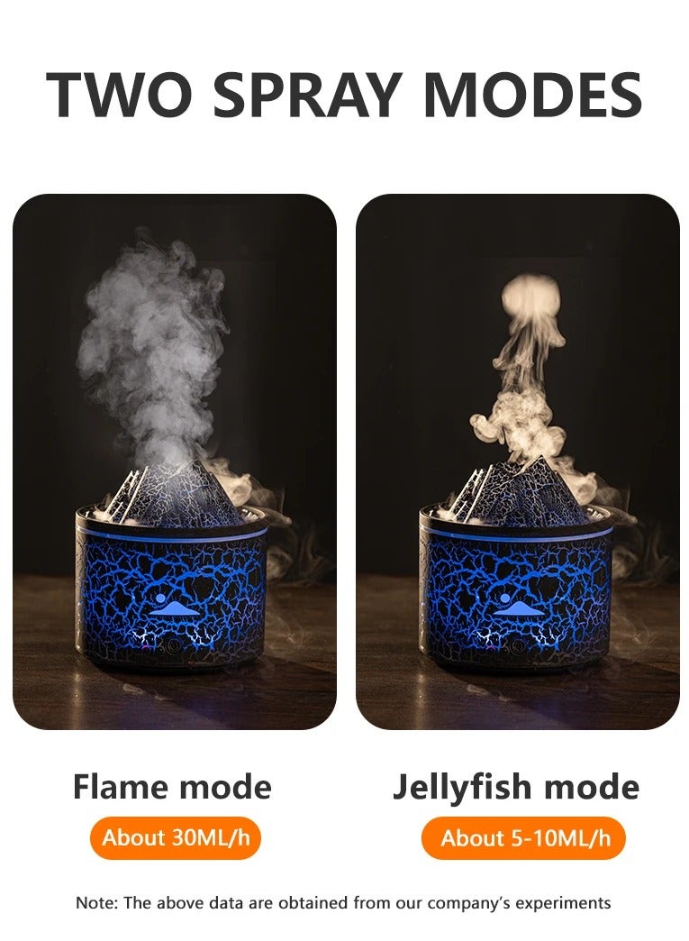 Volcano Fire Flame Air Mini Humidifier Aroma Diffuser Essential Oil with Remote Control Jellyfish for Home Fragrance Mist