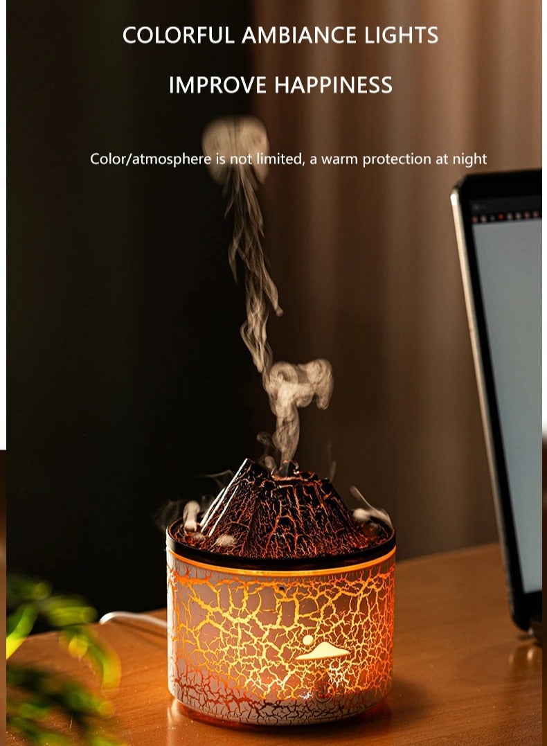 Volcano Fire Flame Air Mini Humidifier Aroma Diffuser Essential Oil with Remote Control Jellyfish for Home Fragrance Mist