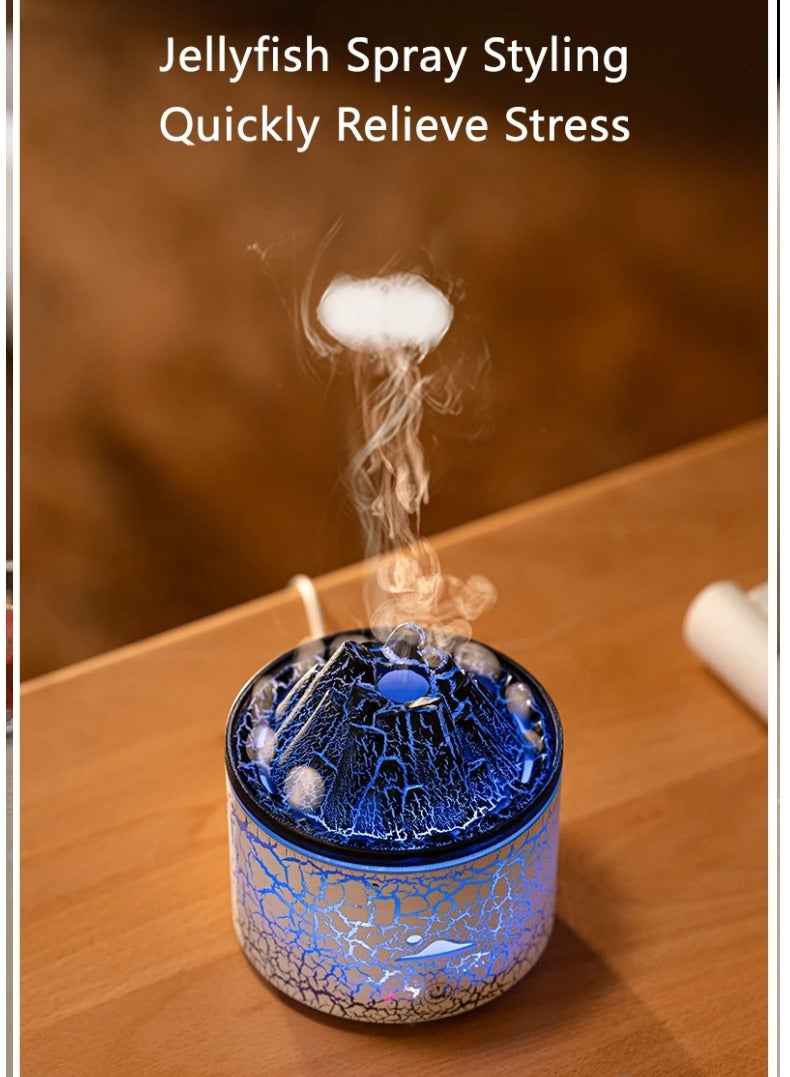 Volcano Fire Flame Air Mini Humidifier Aroma Diffuser Essential Oil with Remote Control Jellyfish for Home Fragrance Mist