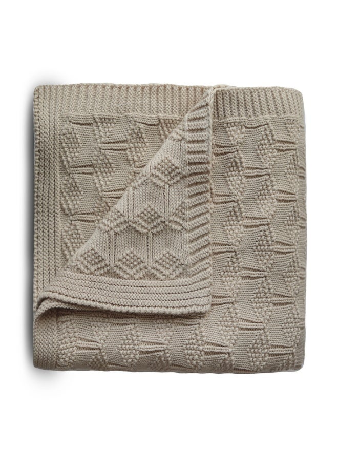 Knitted Baby Blanket Honeycomb Beige