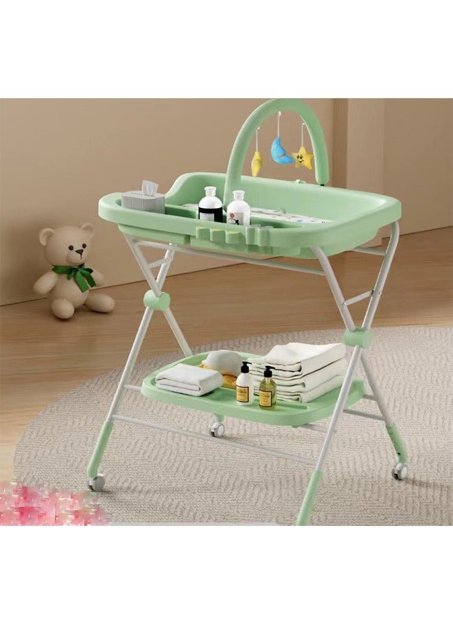 Multifunctional Baby Changing Station with Storage Shelf and Toy Bar – Adjustable Height