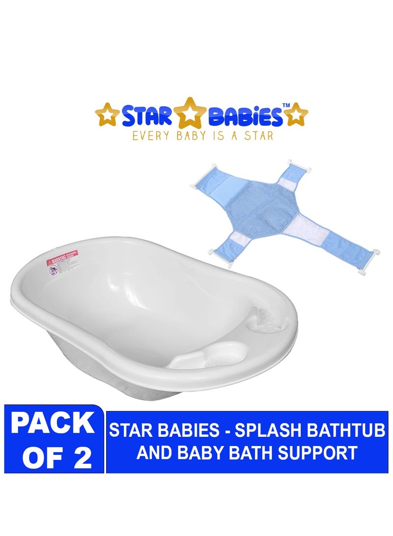 Sunbaby Pack of 2 (Sunbaby Splash Bathtub with Bath Support) - White/Blue