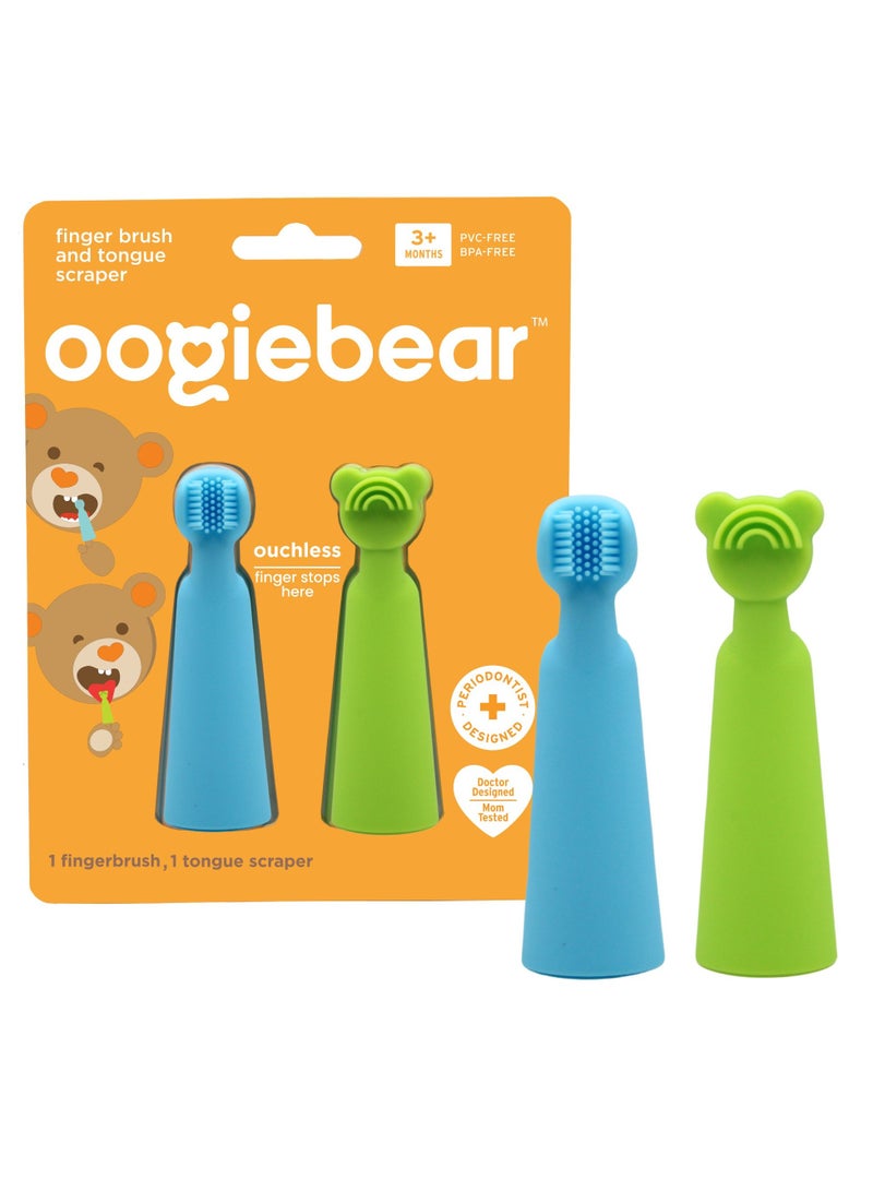 oogiebear Baby Finger Brush & Tongue Scraper - Gentle Oral Care, Soft Silicone, BPA-Free, for Infants & Toddlers