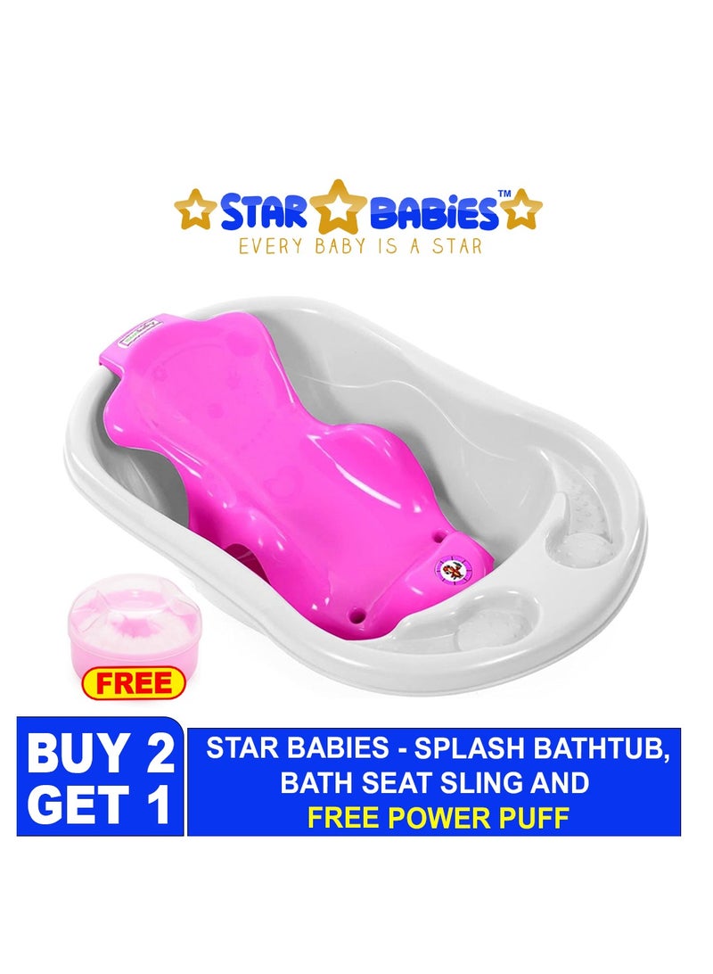 Sunbaby Buy 2 Get 1 (Sunbaby Splash Bathtub, Baby Sling with Powder Puff Free) - Blue/Pink