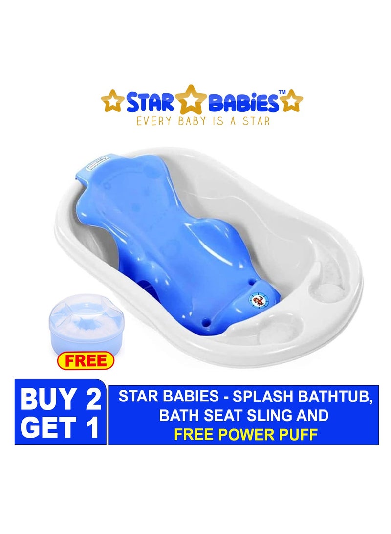 Sunbaby Buy 2 Get 1 (Sunbaby Splash Bathtub, Baby Sling with Powder Puff Free) - Blue/White