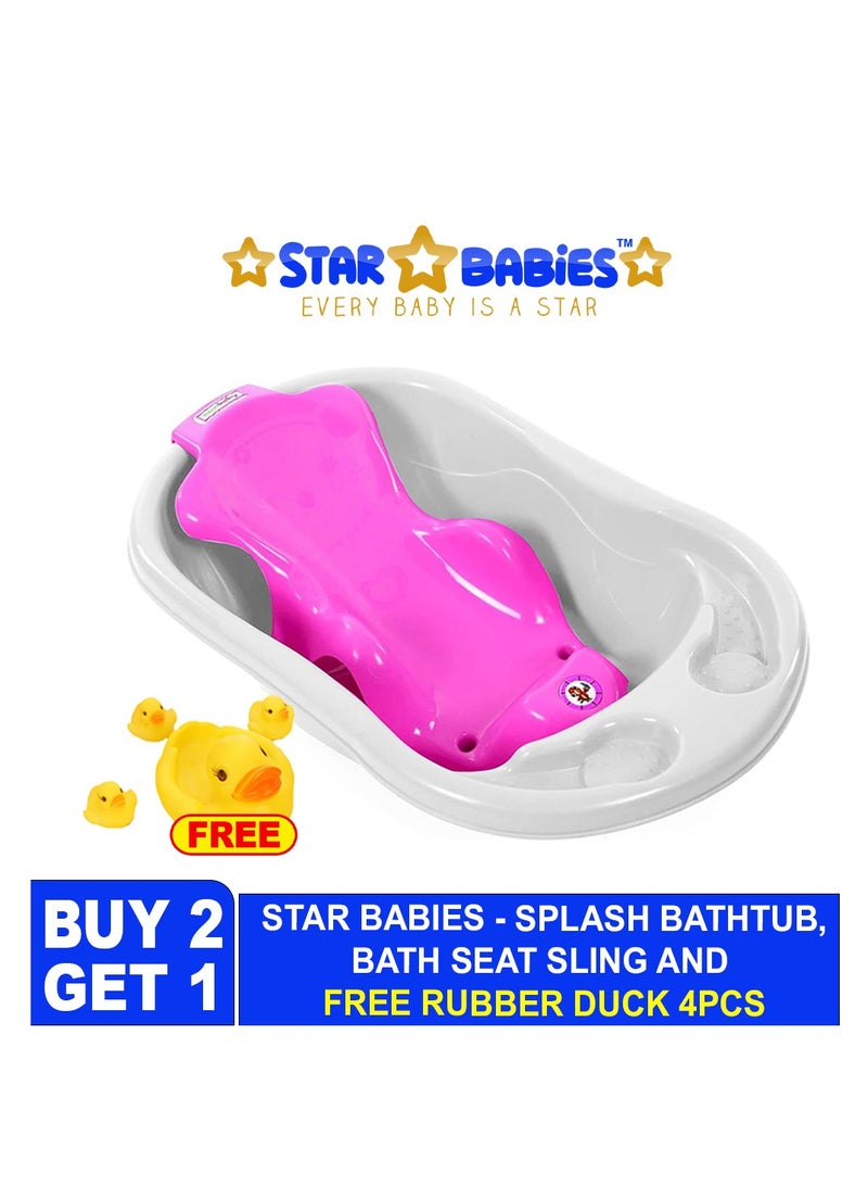 Sunbaby Buy 2 Get 1 (Sunbaby Splash Bathtub, Baby Sling with Powder Puff Free) - Pink/Yellow/White