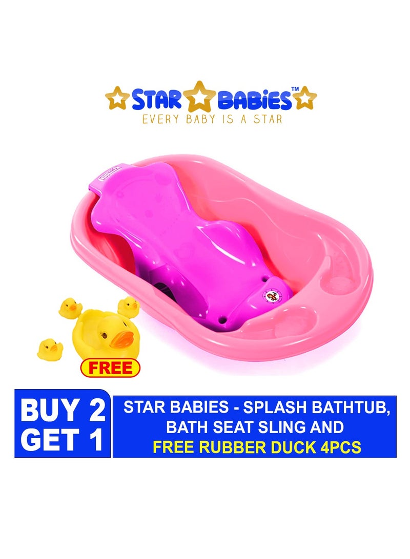 Sunbaby Buy 2 Get 1 (Sunbaby Splash Bathtub, Baby Sling with Powder Puff Free) - Pink/Yellow