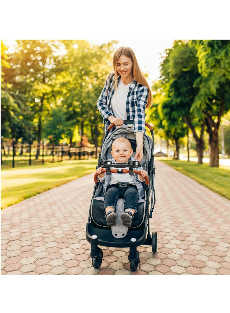 Stroller Snack Tray with Cup Holder, Universal Stroller Snack Attachment, Upgraded Removable Non-Slip Grip Clip for Stroller Bar, Large Capacity