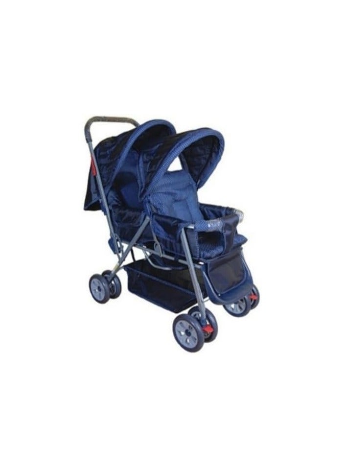 Blue Twin Baby Double Stroller