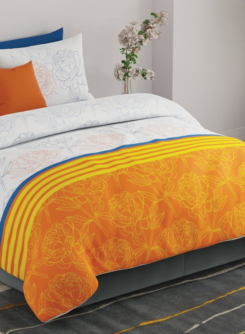 United Colors of Benetton Rainbow 210 TC Super King Bedsheet with 2 Pillow covers Orange