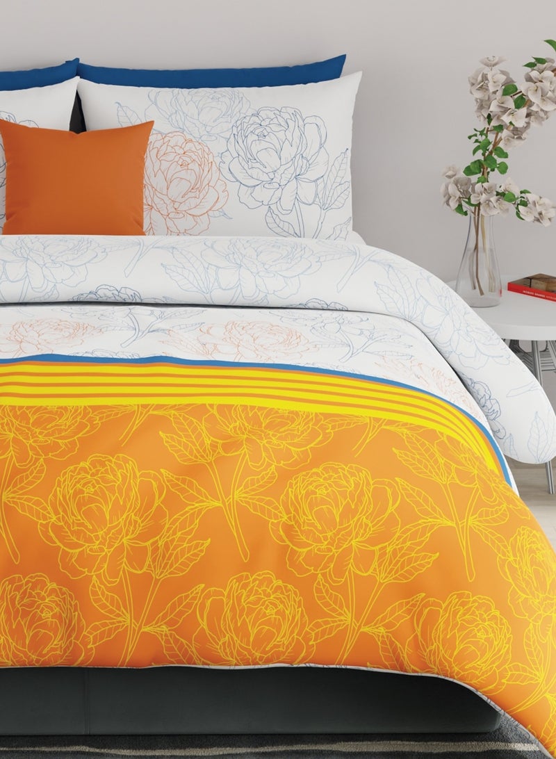 United Colors of Benetton Rainbow 210 TC Super King Bedsheet with 2 Pillow covers Orange