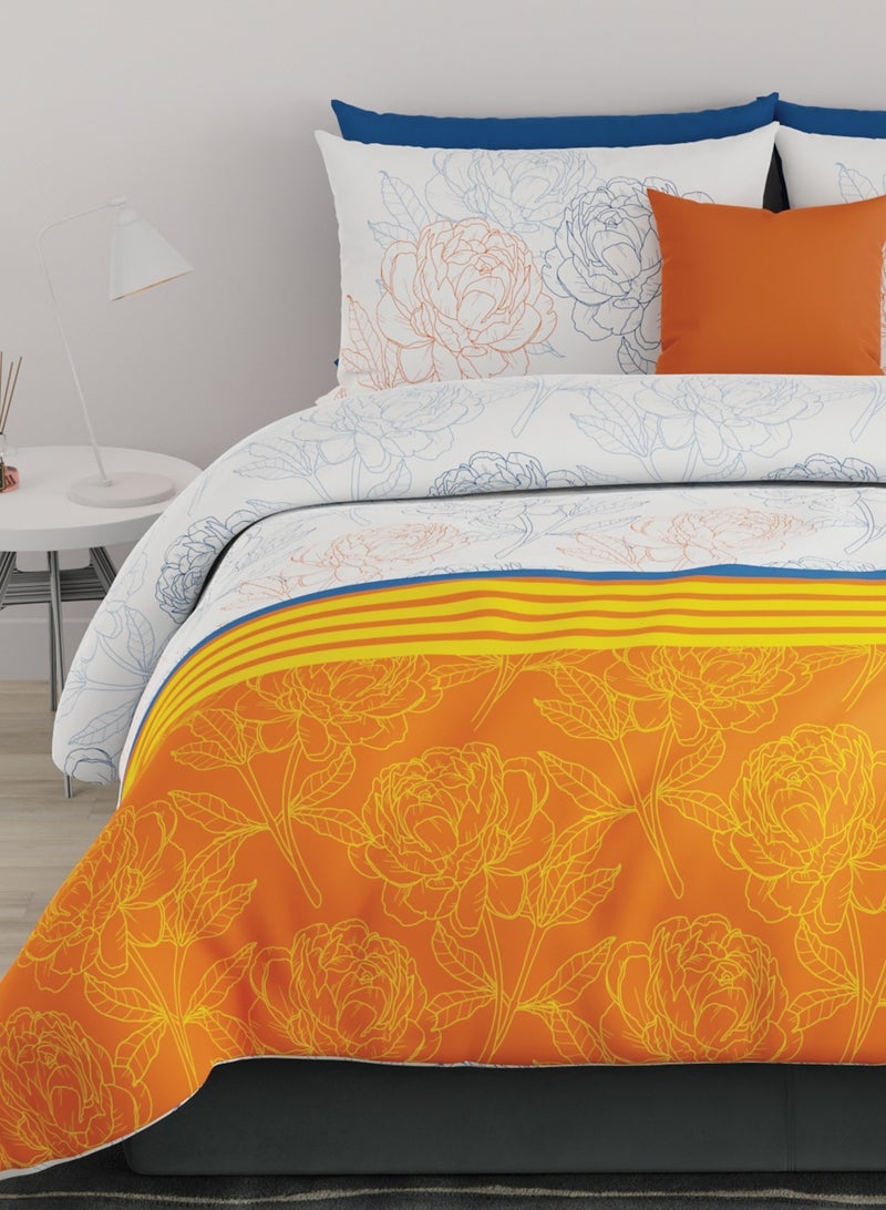 United Colors of Benetton Rainbow 210 TC Super King Bedsheet with 2 Pillow covers Orange