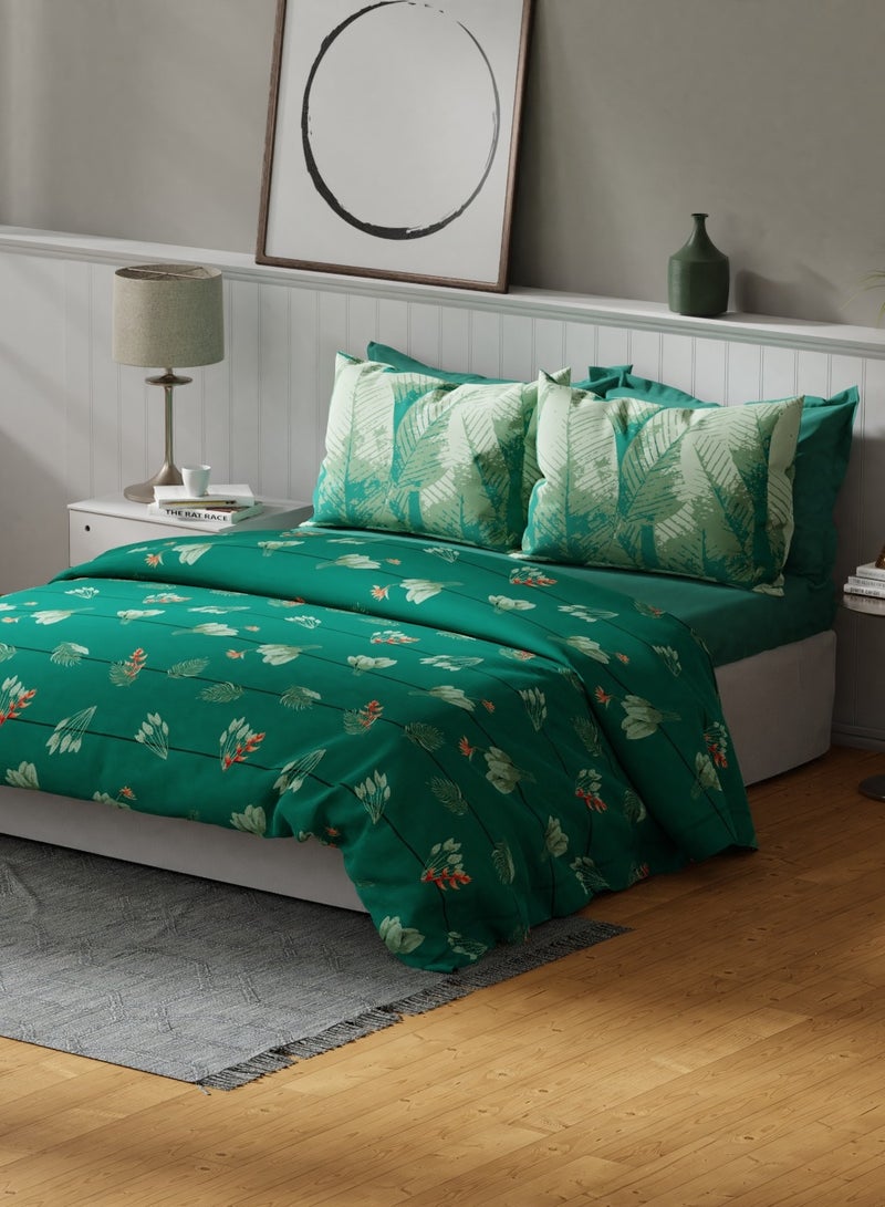 United Colors of Benetton Safari 210 TC King Bedsheet with 2 Pillow covers Forest Green