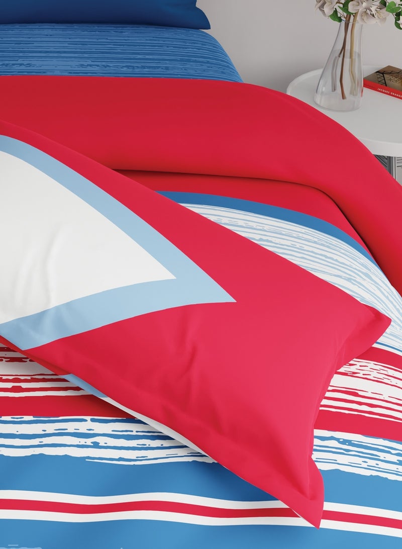 United Colors of Benetton Rainbow 210 TC Super King Bedsheet with 2 Pillow covers Red