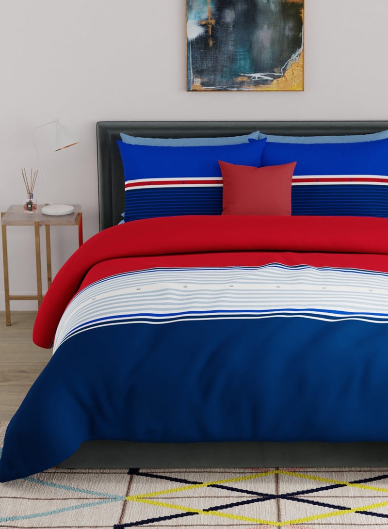 United Colors of Benetton Safari 210 TC King Bedsheet with 2 Pillow covers Blue Red