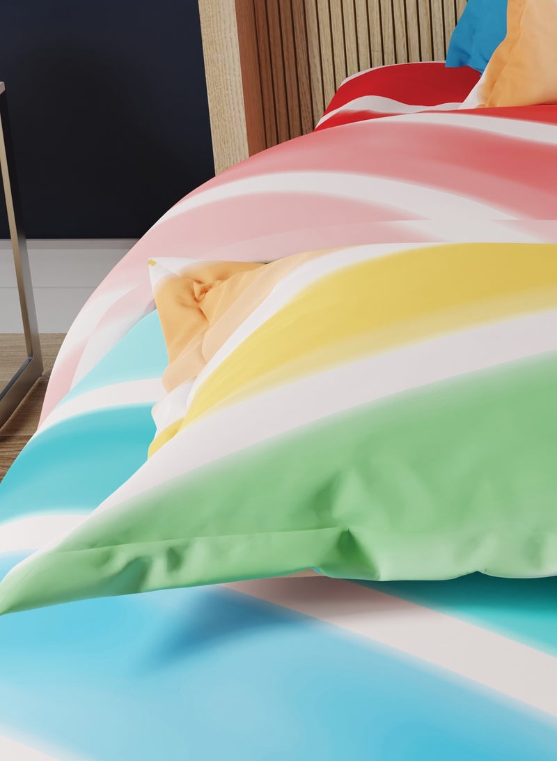 United Colors of Benetton Kids 210 TC Bedsheet with 1 Pillow cover Rainbow