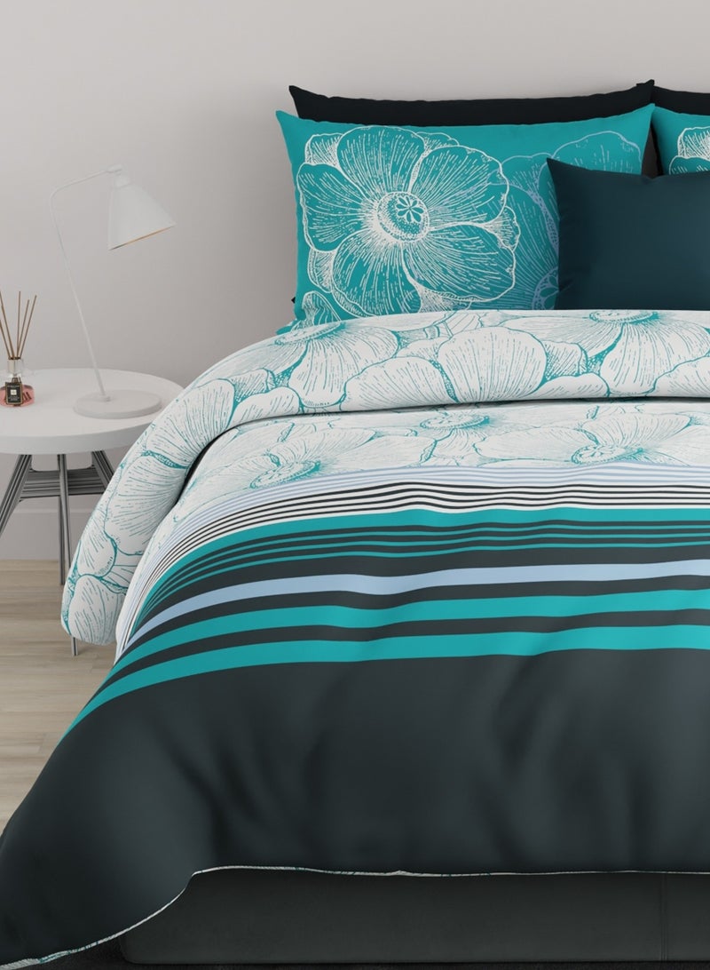 United Colors of Benetton Rainbow 210 TC Super King Bedsheet with 2 Pillow covers Teal