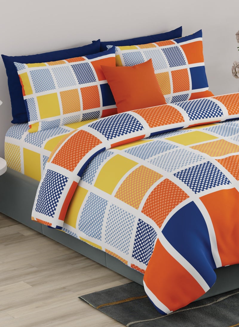 United Colors of Benetton Rainbow 210 TC Super King Bedsheet with 2 Pillow covers Rainbow