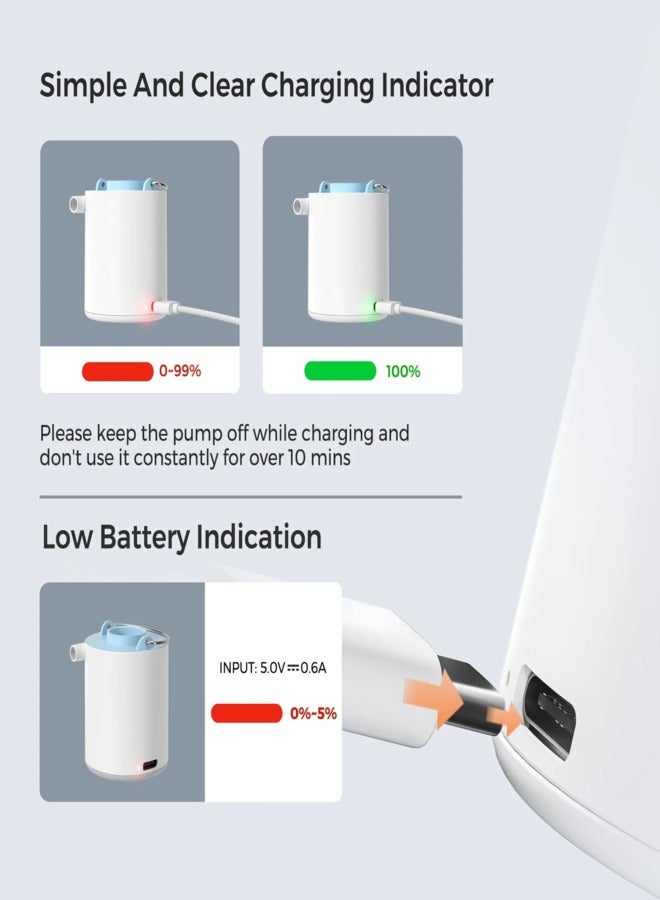 Tiny Pump Ultra Mini Air Pump Portable Inflate Deflate Pool Floats Air Bed Air Mattress Swimming Ring Storage Bags Rechargeable  Vacuum Outdoor for Camping Hiking and Lighting